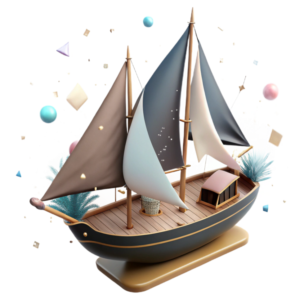 dramatic classic Sailboat with Full Sails Transparent Background png
