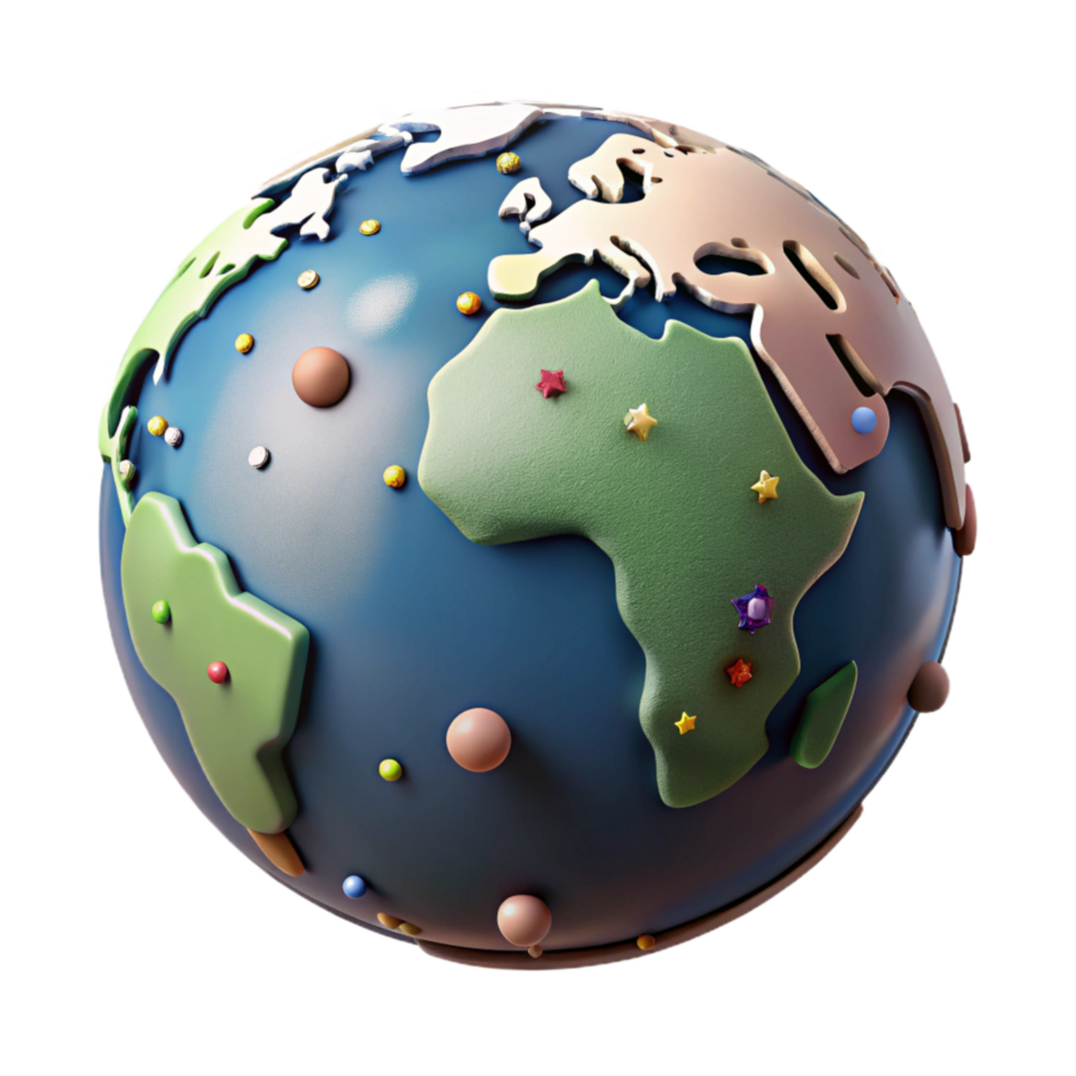 beautiful artistic World Globe with Political Boundaries Isolated high resolution png