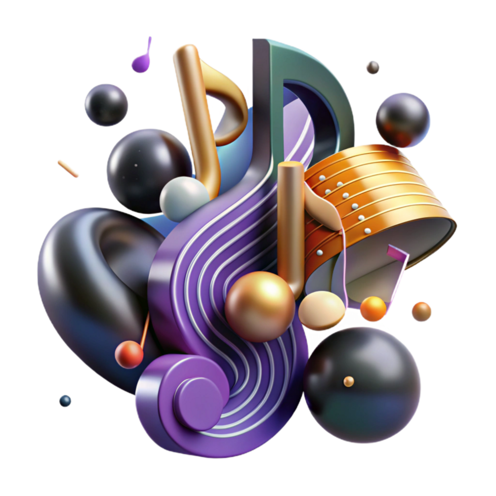 wonderful artistic Abstract Music Symbol Notes Design Transparent Background professional png