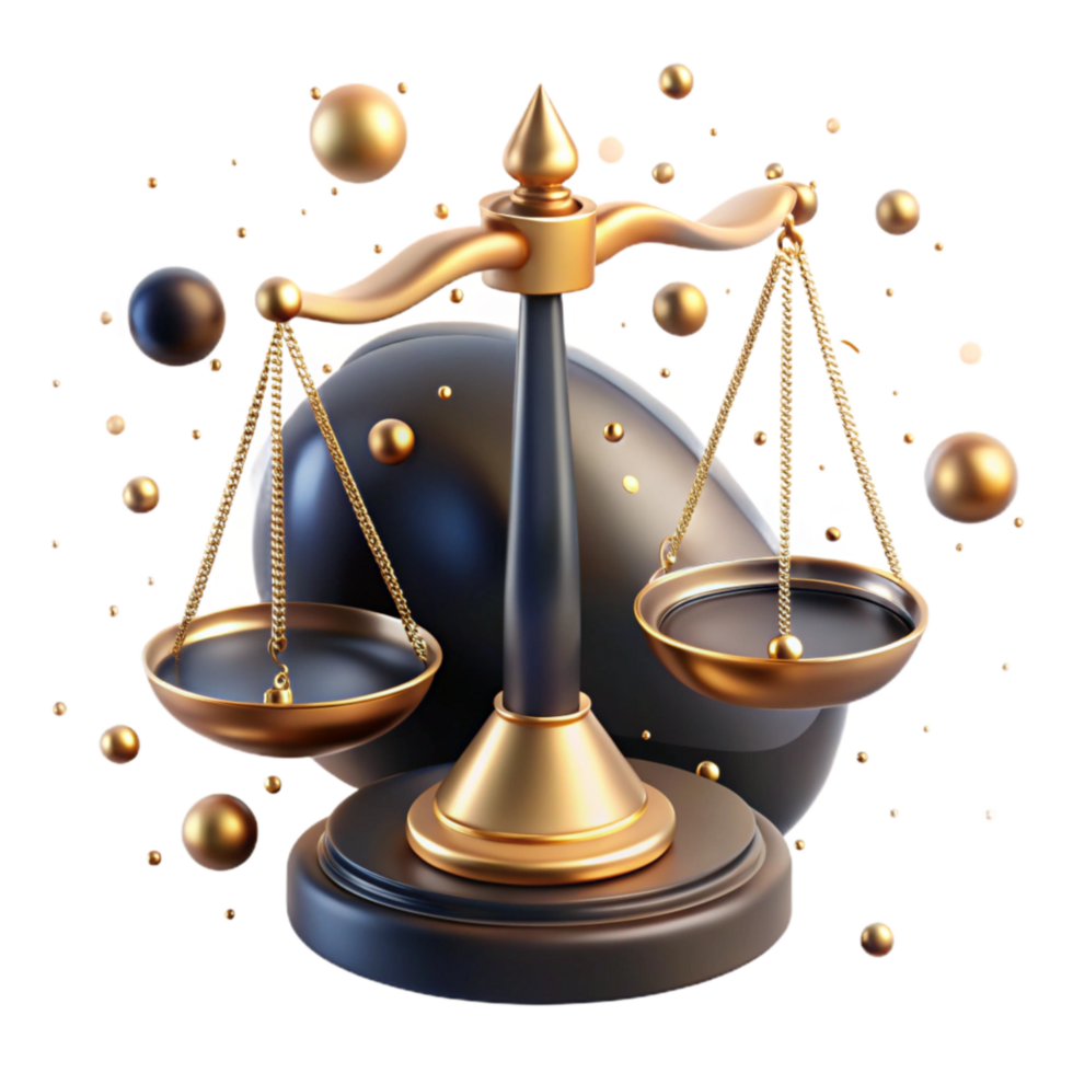 elegant traditional Scales of Justice Balanced Gold Transparent Background original png