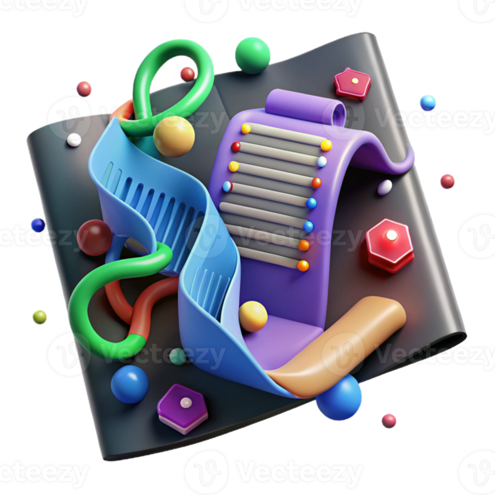 vibrant contemporary Genetic Code Translation Process Colorful Isolated original png