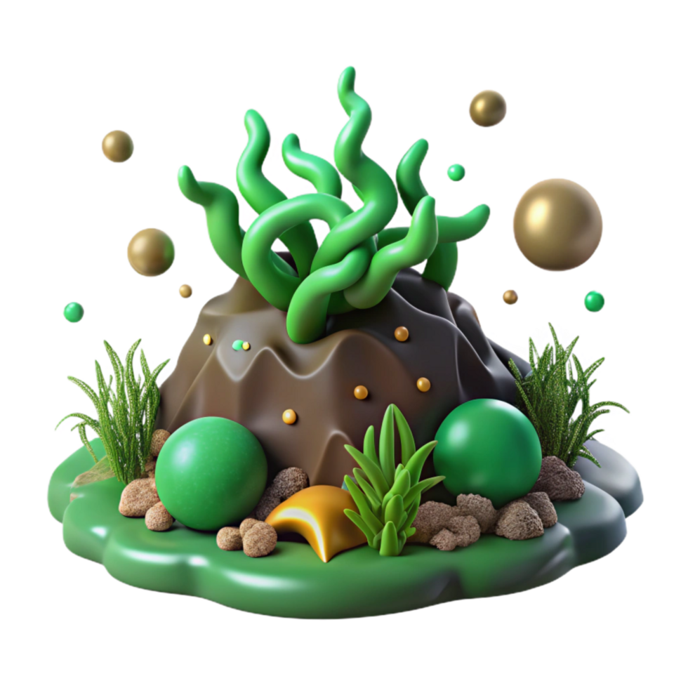 dramatic vintage Seaweed Biomass Pile Green Isolated original png