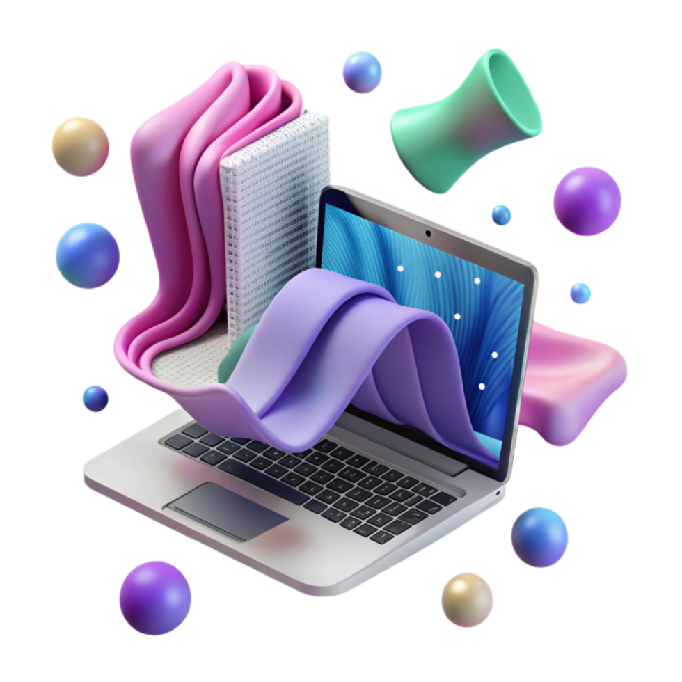beautiful artistic Binary Code Stream Flowing From Laptop Screen Transparent Background detailed png