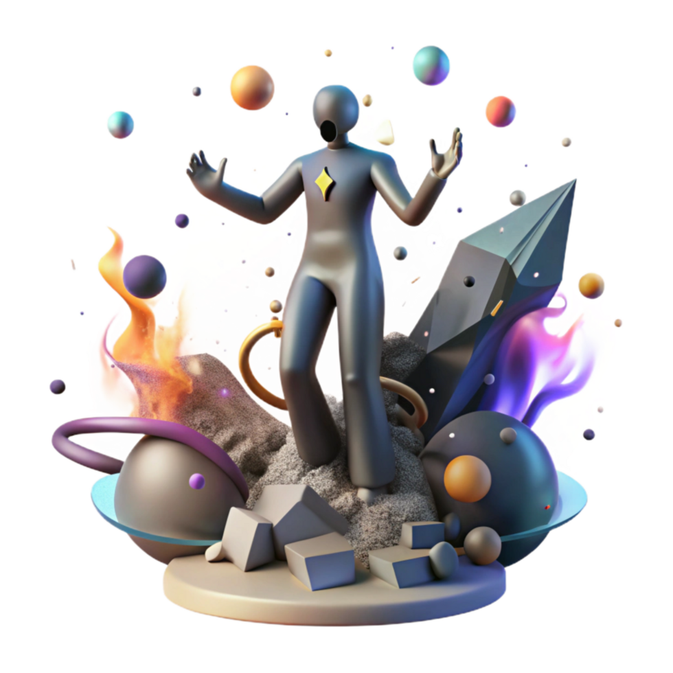 magnificent traditional Abstract Figure Rising From Ashes Isolated on Transparent Background png