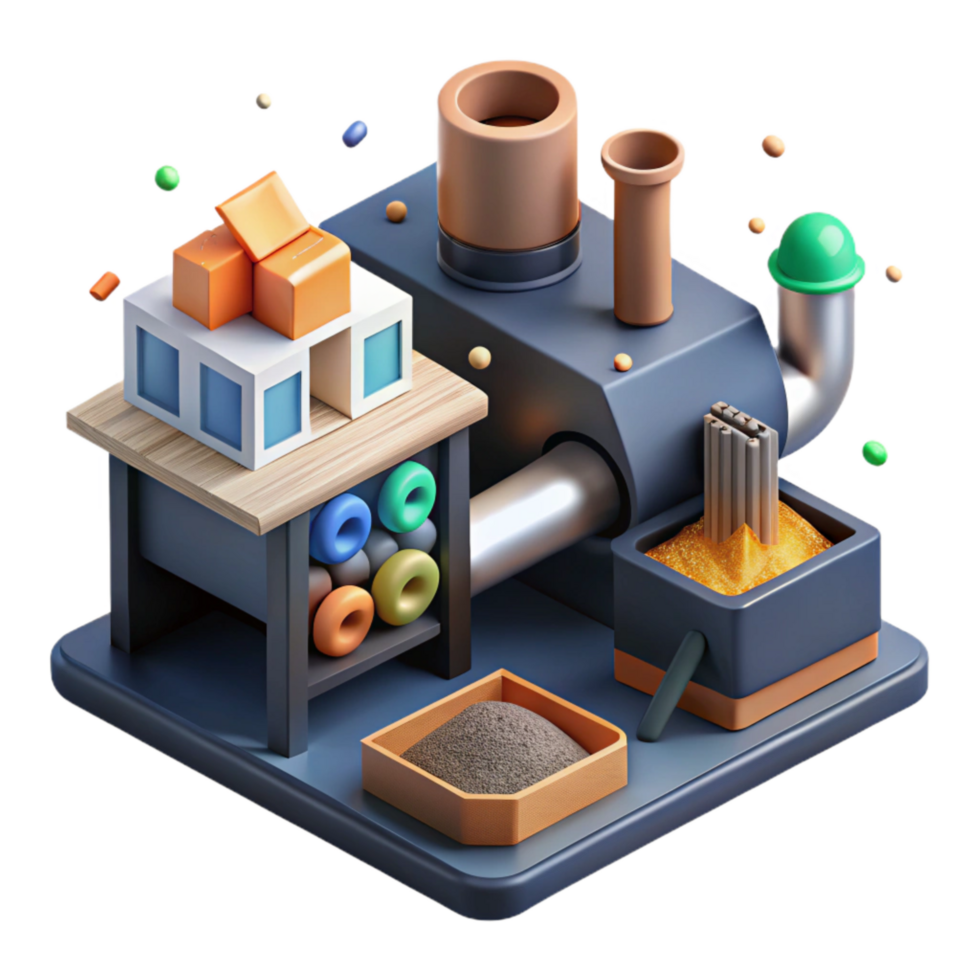 magnificent abstract Biomass Fuel Pellet Production Line Isometric View Isolated genuine png