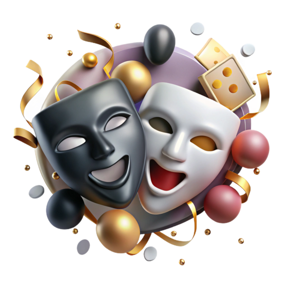 magnificent contemporary Theater Masks Dramatic Lighting Transparent Background professional png