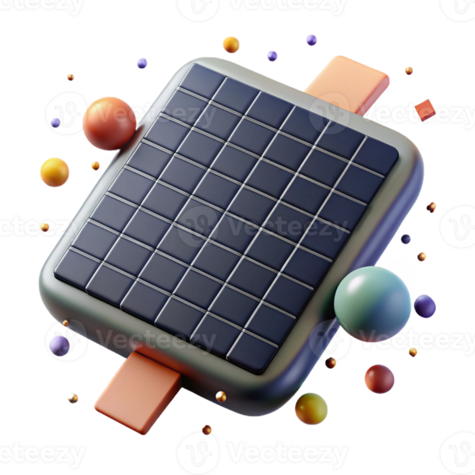 vibrant classic Solar Panel Microchip Structure Close Up with Grid Pattern genuine png
