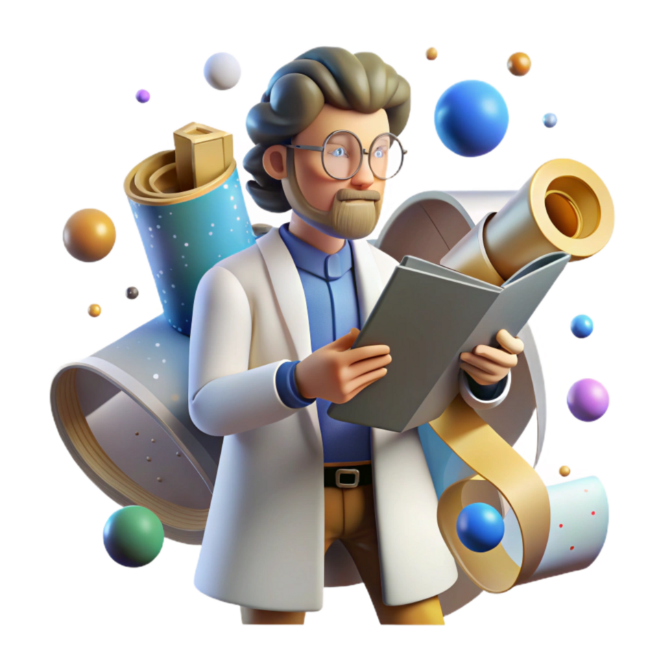 magnificent vintage Researcher Deciphering Ancient Script Cutout Focused Gaze high quality png