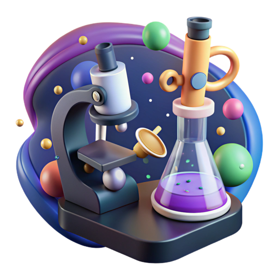 vibrant traditional Nanotech Laboratory Equipment Microscope and Beaker Isolated genuine png