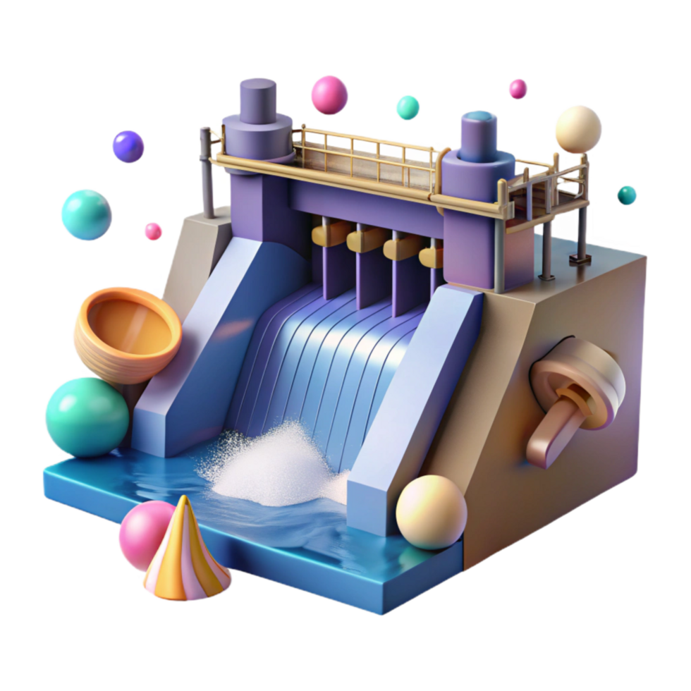 wonderful artistic Hydroelectric Dam with Water Flowing Cutout png