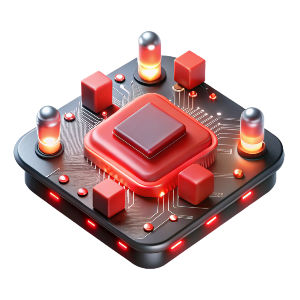 magnificent artistic Circuit Board with Red Leds Transparent Background authentic png