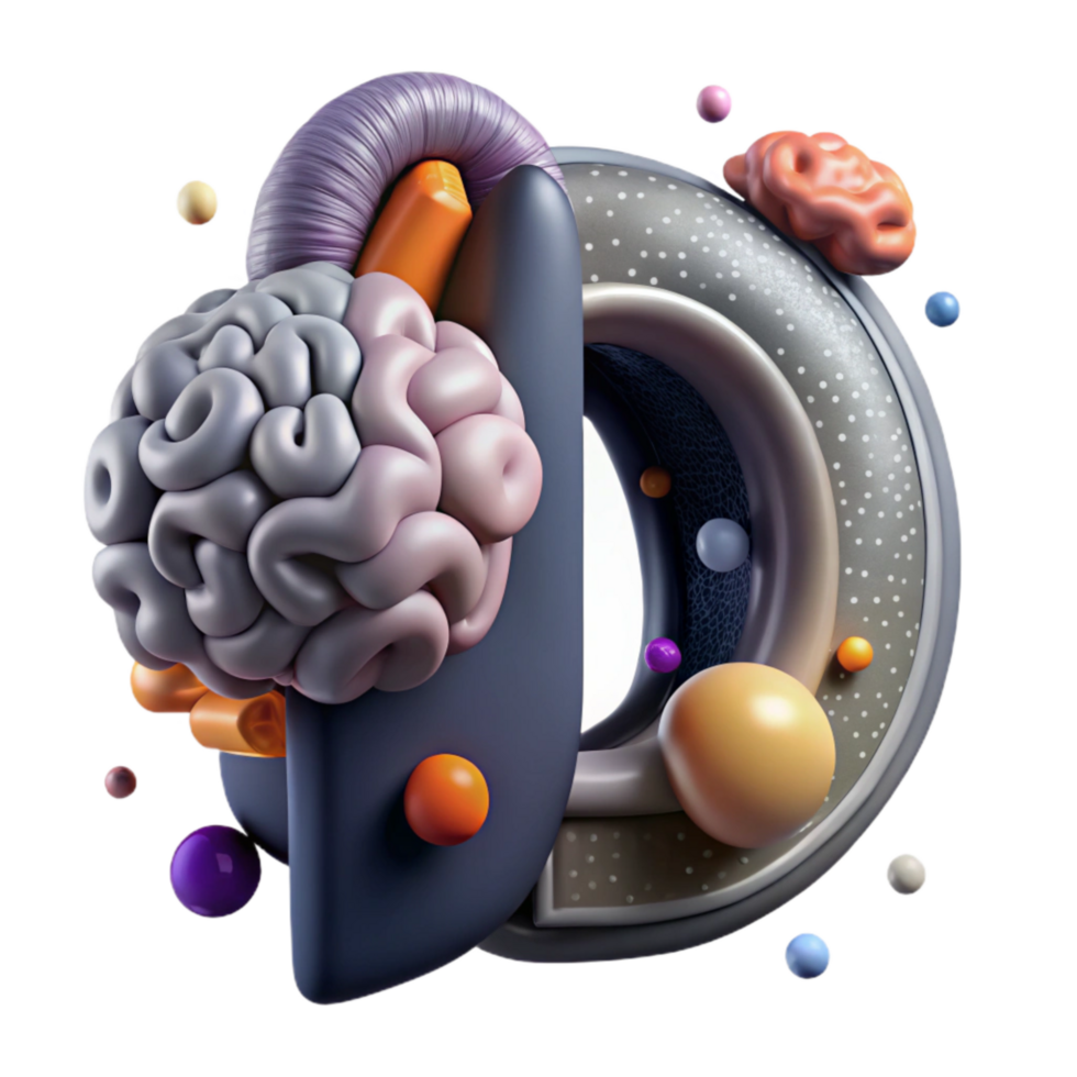 impressive rustic D Brain Render with Transparent Background authentic png
