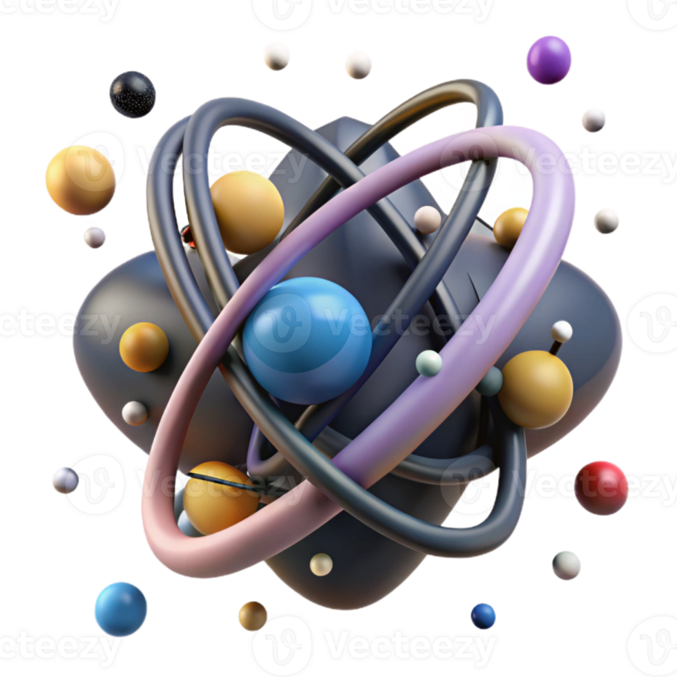 impressive artistic Atomic Orbital Model 3d Render Cutout high quality png