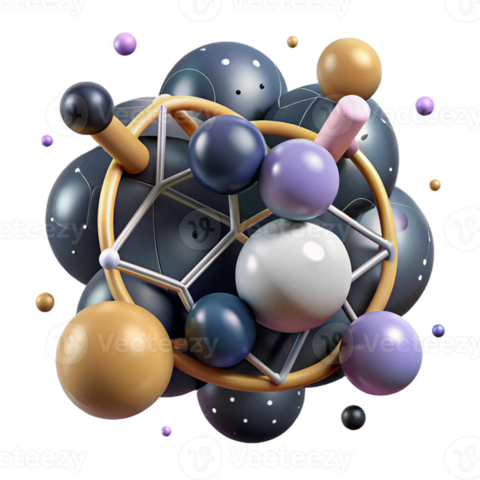 extraordinary artistic Molecular Structure with Atoms Labeled Isolated high resolution png