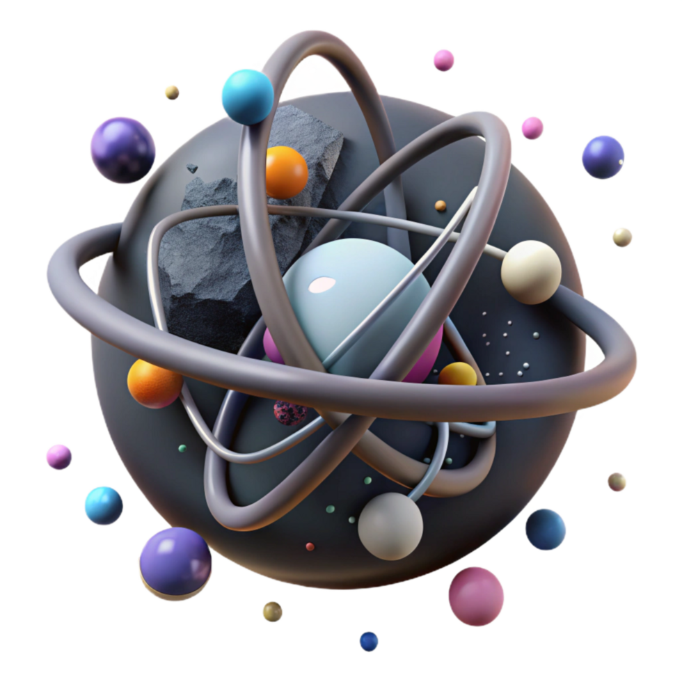 impressive modern Atom Model with Orbiting Electrons Transparent high quality png