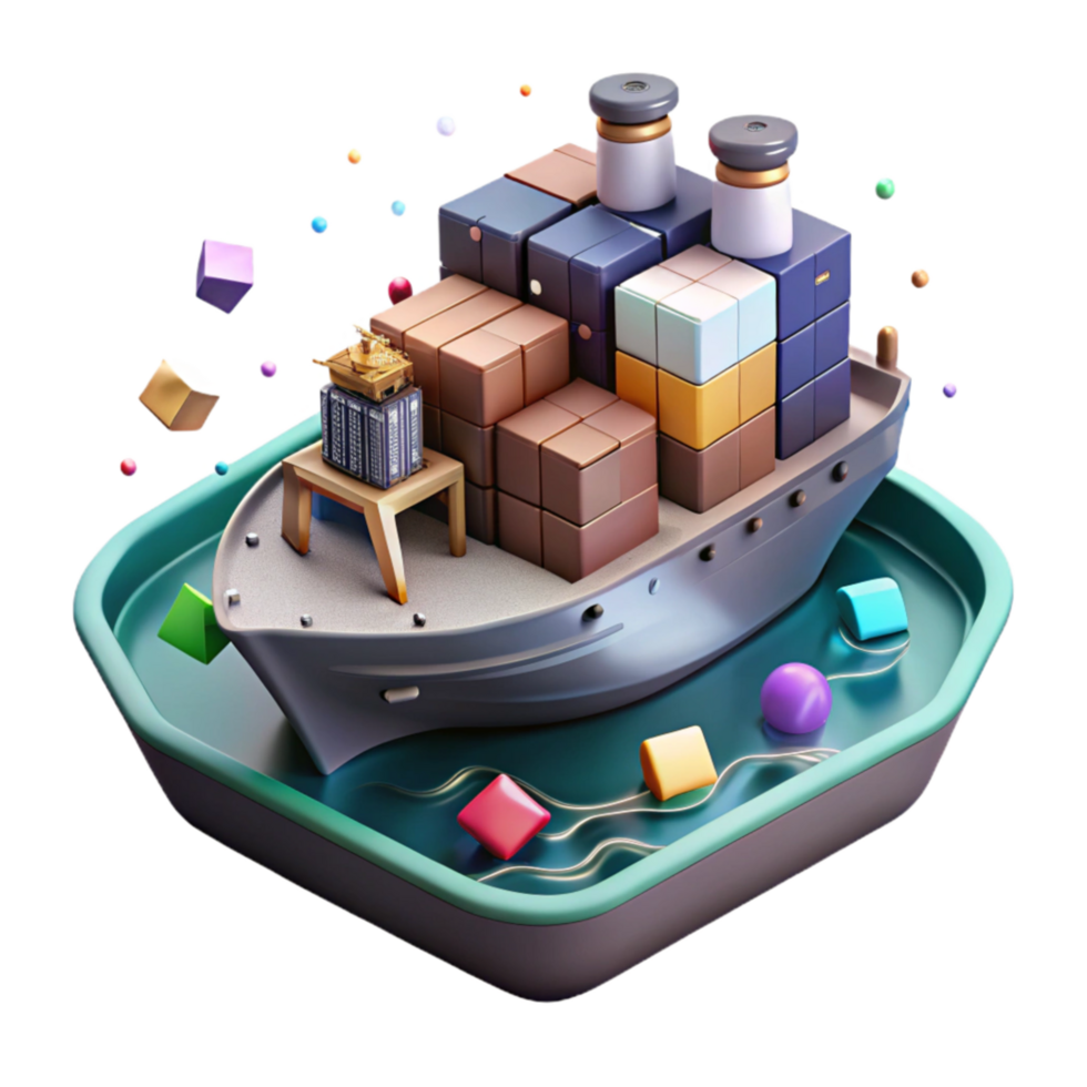 stunning minimalist Cargo Ship Docked at Port Transparent Background exclusive png