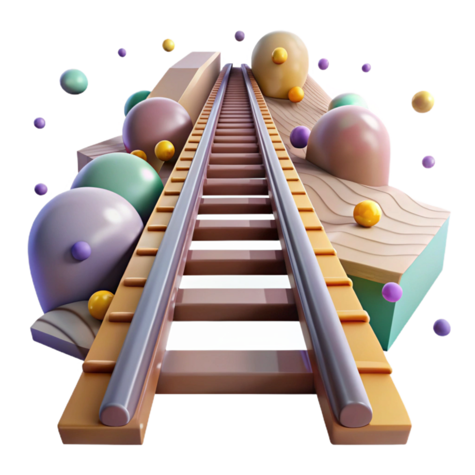 vibrant abstract Train Tracks Perspective View Isolated Cutout professional png