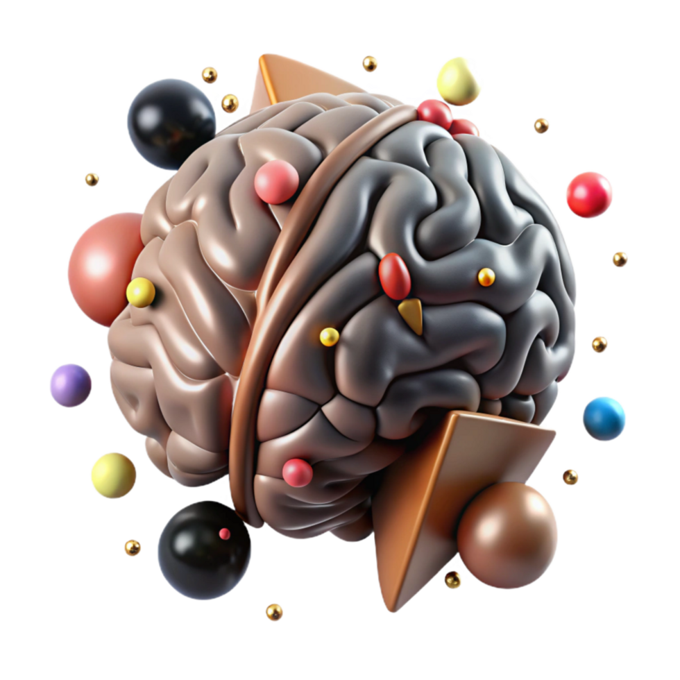 elegant abstract Brain Cross Section Detailed Illustration Isolated original png