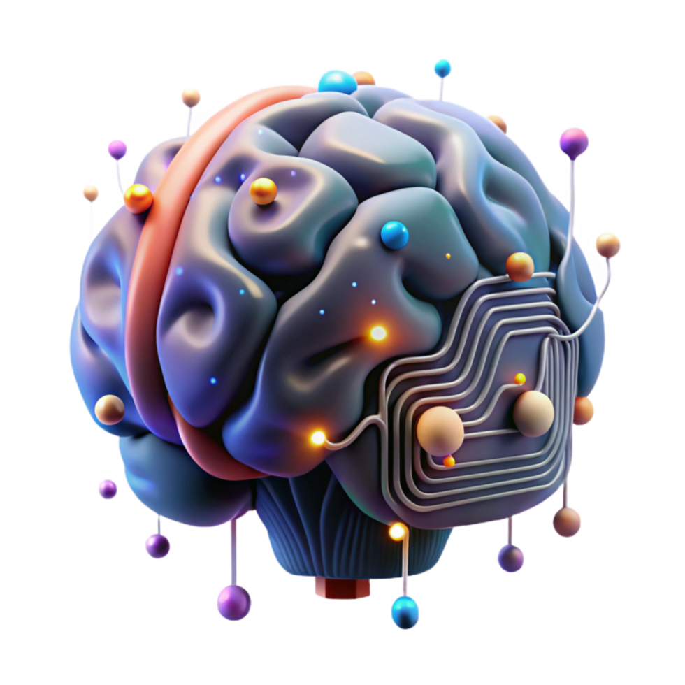 magnificent artistic Brain with Glowing Circuits Isolated Element genuine png