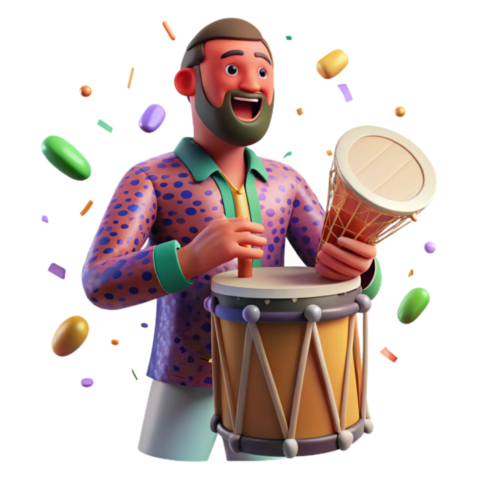 stunning vintage Man Playing Djembe Drum Transparent Background professional png
