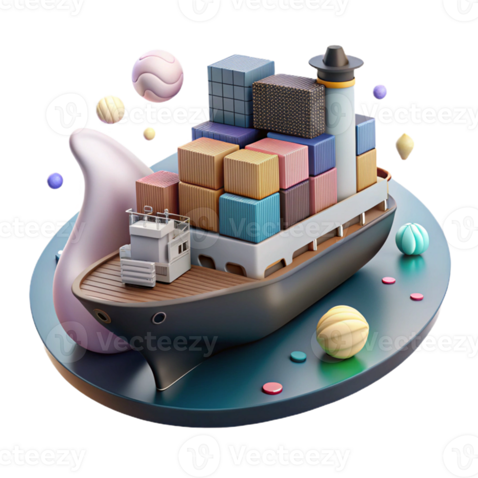 wonderful abstract Cargo Ship Docked at Port Transparent Background genuine png