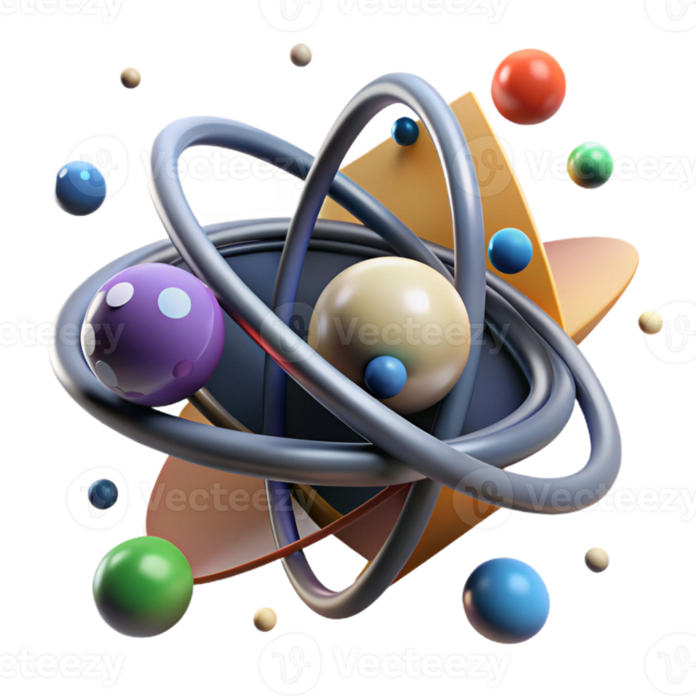 serene artistic Atom Diagram Showing Energy Levels Cutout high resolution png