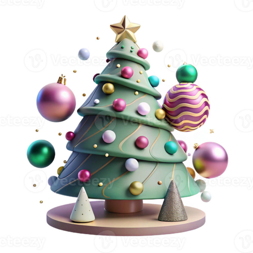 magnificent classic Decorated Christmas Tree with Sparkling Ornaments Isolated authentic png