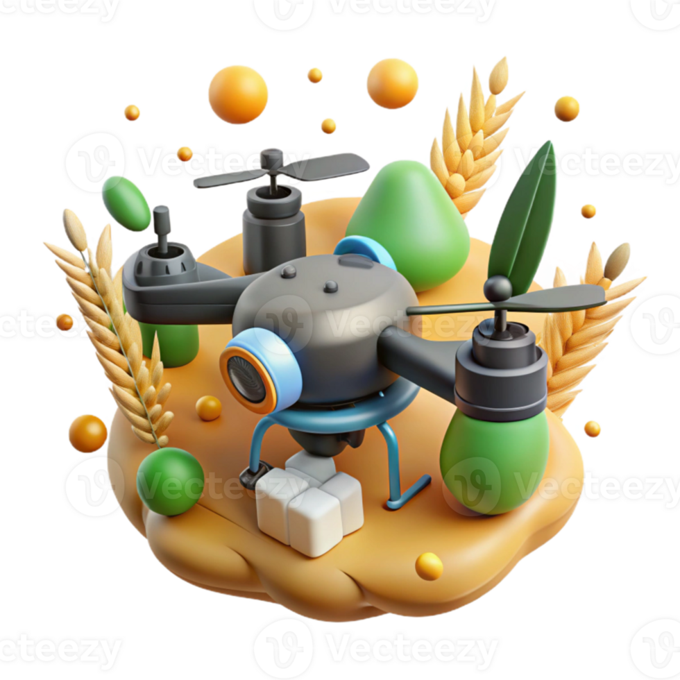 dramatic rustic Drone Spraying Crops Aerial View Cutout premium png