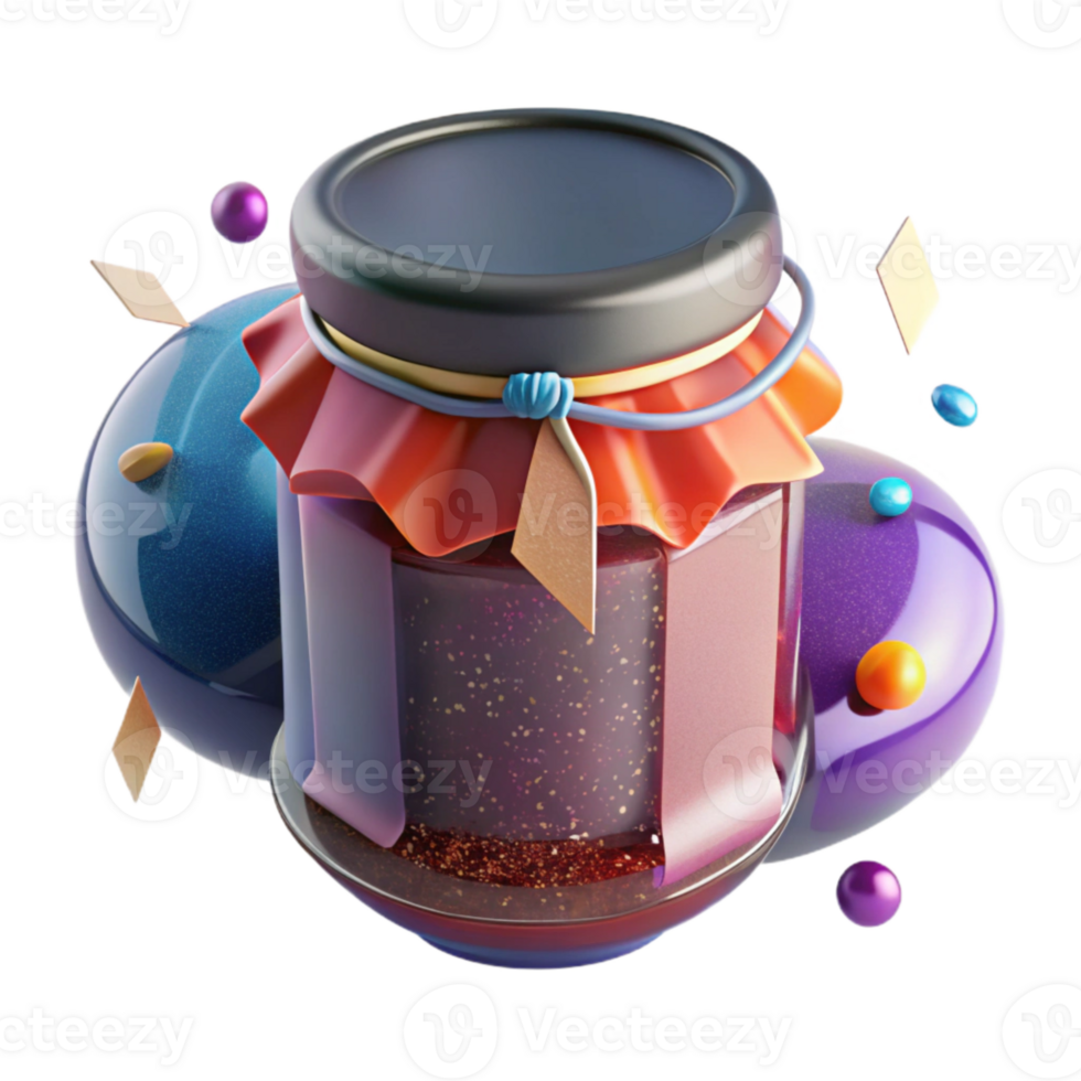 vibrant modern Glass Jar with Homemade Jam Front View Cutout high quality png