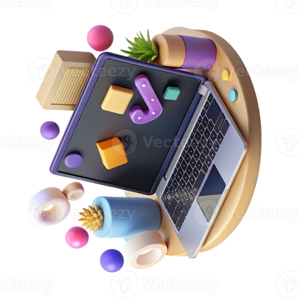 stunning creative Modern Laptop Displaying Code Editor Cutout png