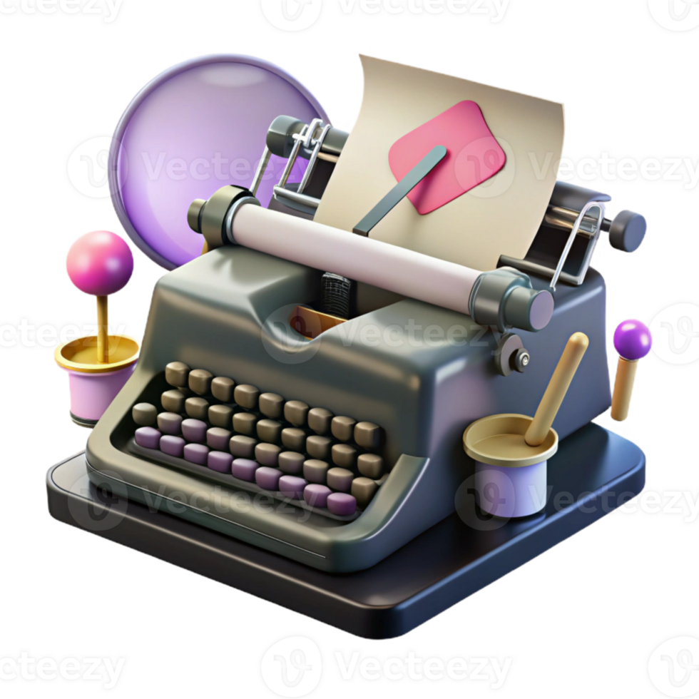 beautiful artistic Vintage Typewriter with Protest Sign Transparent Element png