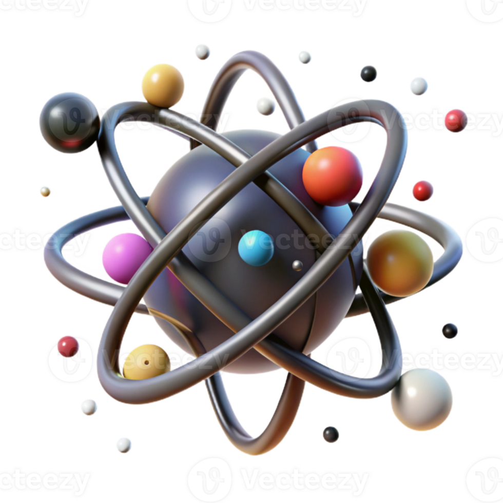 impressive contemporary Atom Model with Orbiting Electrons Transparent genuine png