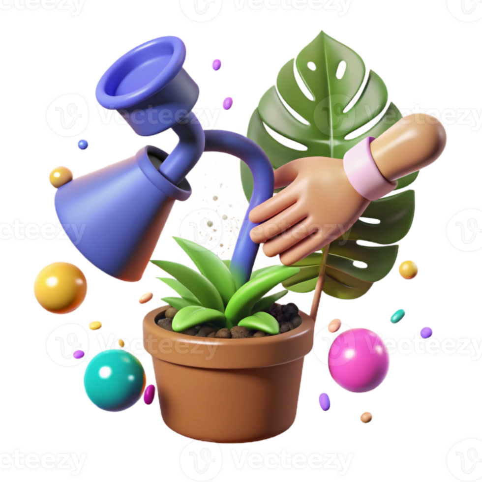 wonderful classic Hand Watering Plant with Hose Cutout Element premium png