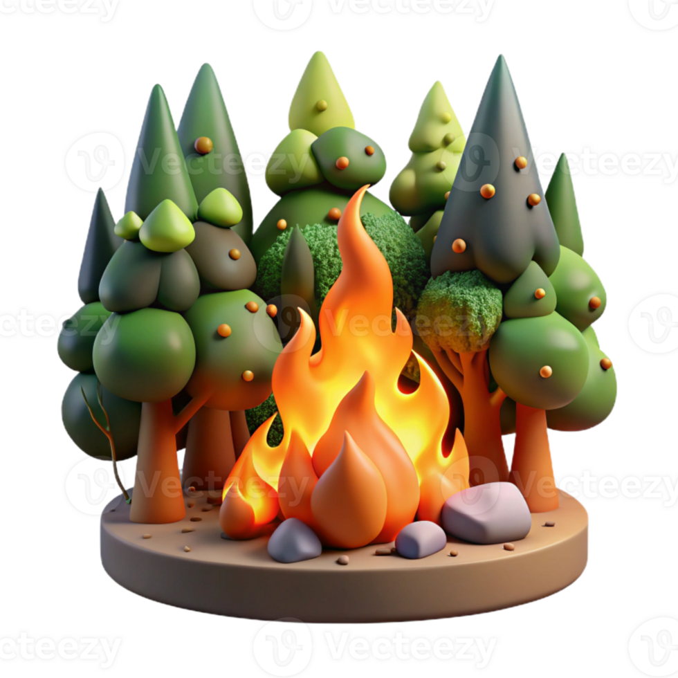 impressive minimalist Forest Fire Burning Trees Orange Flames Isolated high resolution png