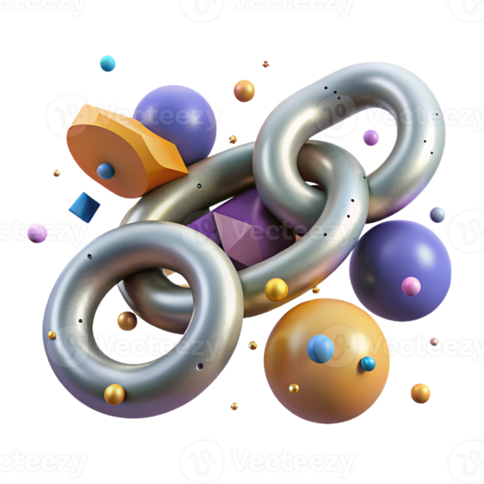 elegant artistic Molecular Chain 3d Render Isolated Element authentic png