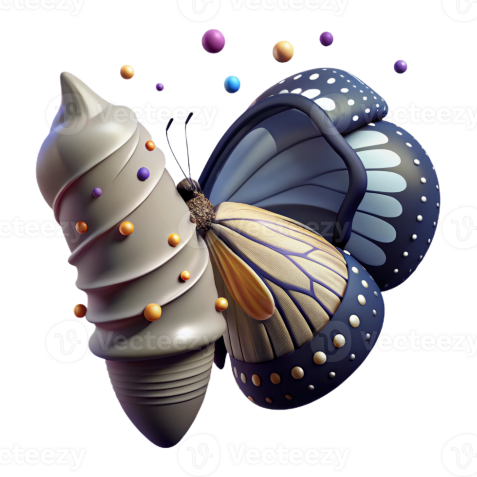 dramatic modern Butterfly Emerging From Cocoon Side View Isolated professional png
