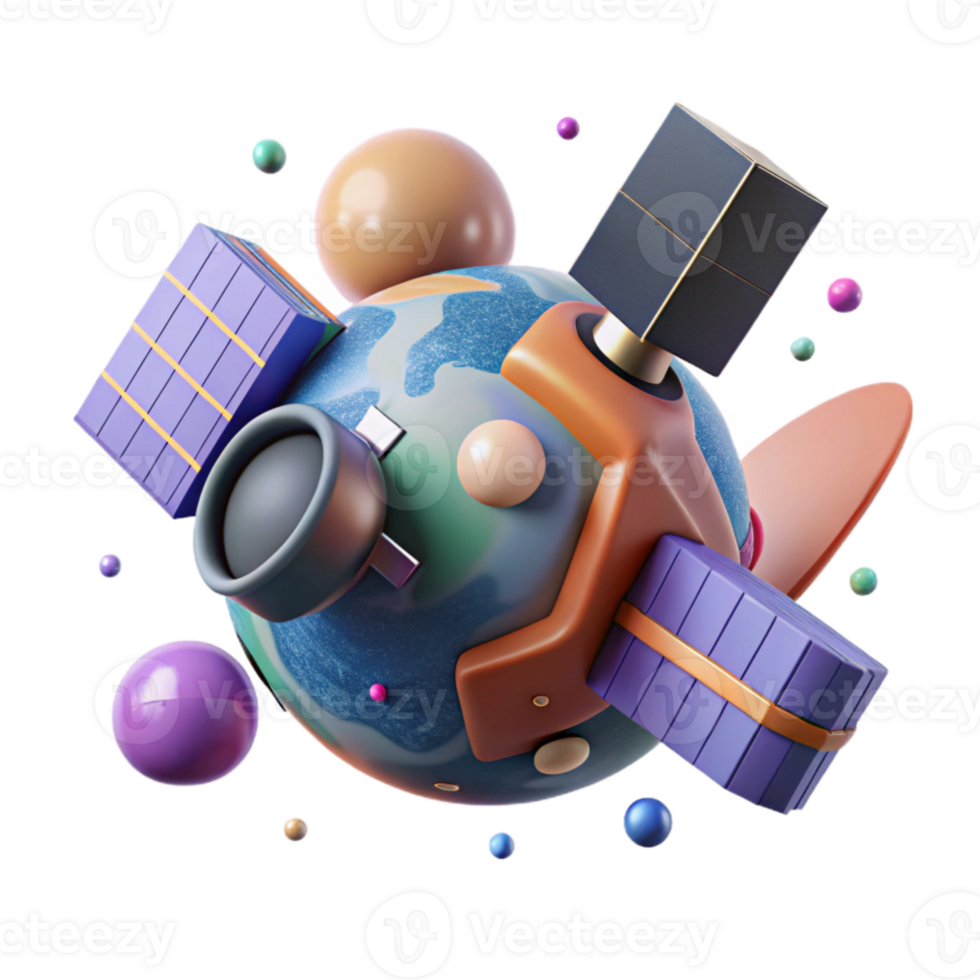 beautiful artistic Satellite Orbiting Planet Generic Transparent Background exclusive png