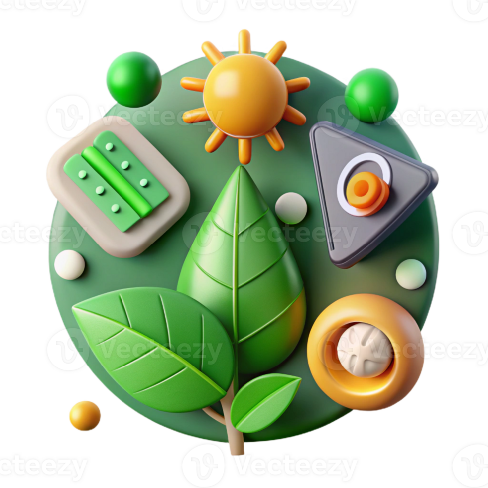 dramatic modern Green Energy Icons Set Minimalist Style Isolated detailed png
