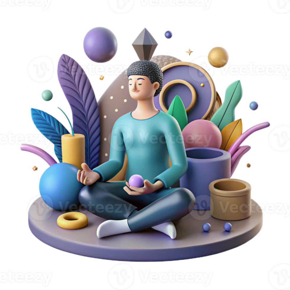 serene modern Person Meditating in Peaceful Setting Cutout genuine png