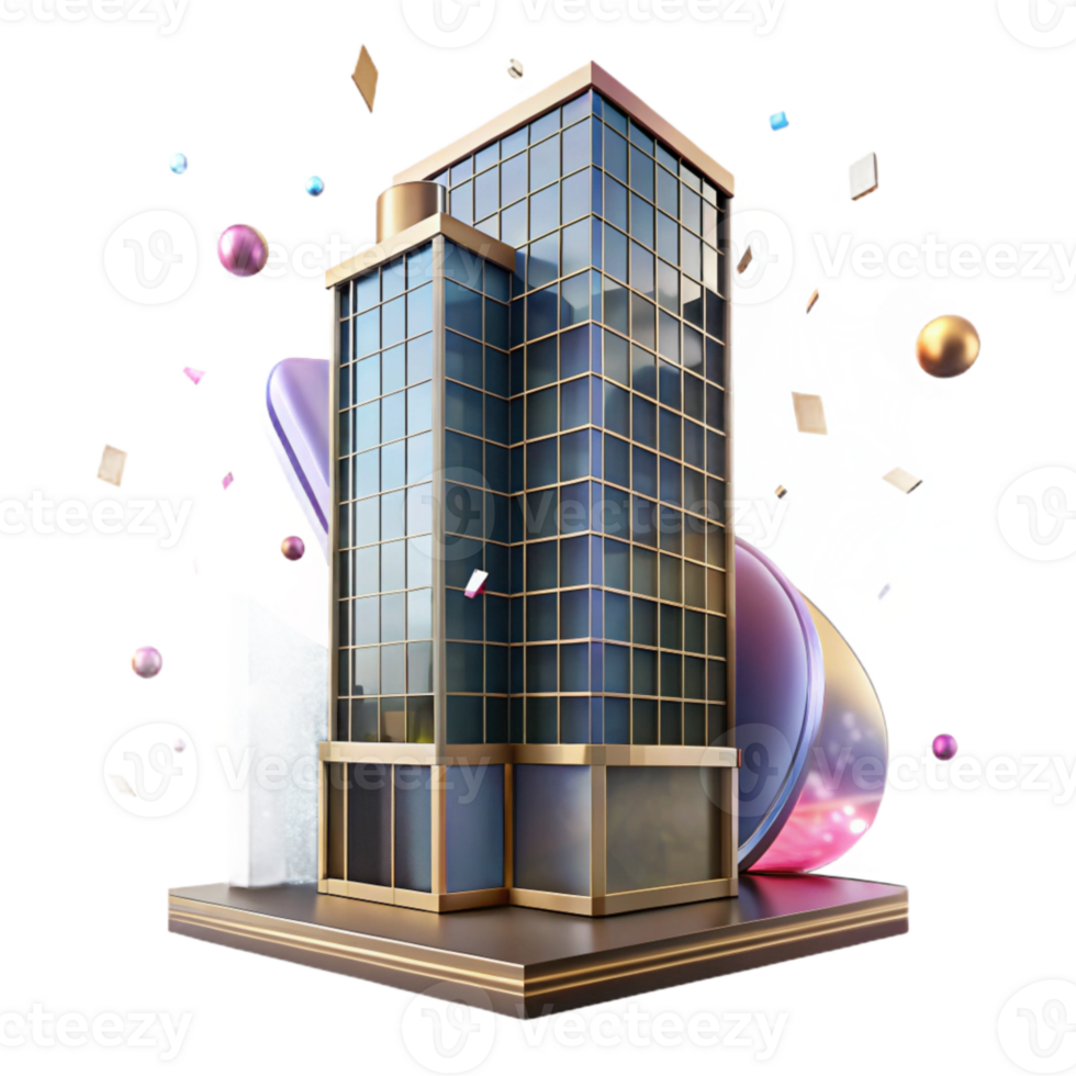 dramatic rustic Glass Facade Skyscraper Transparent Background exclusive png