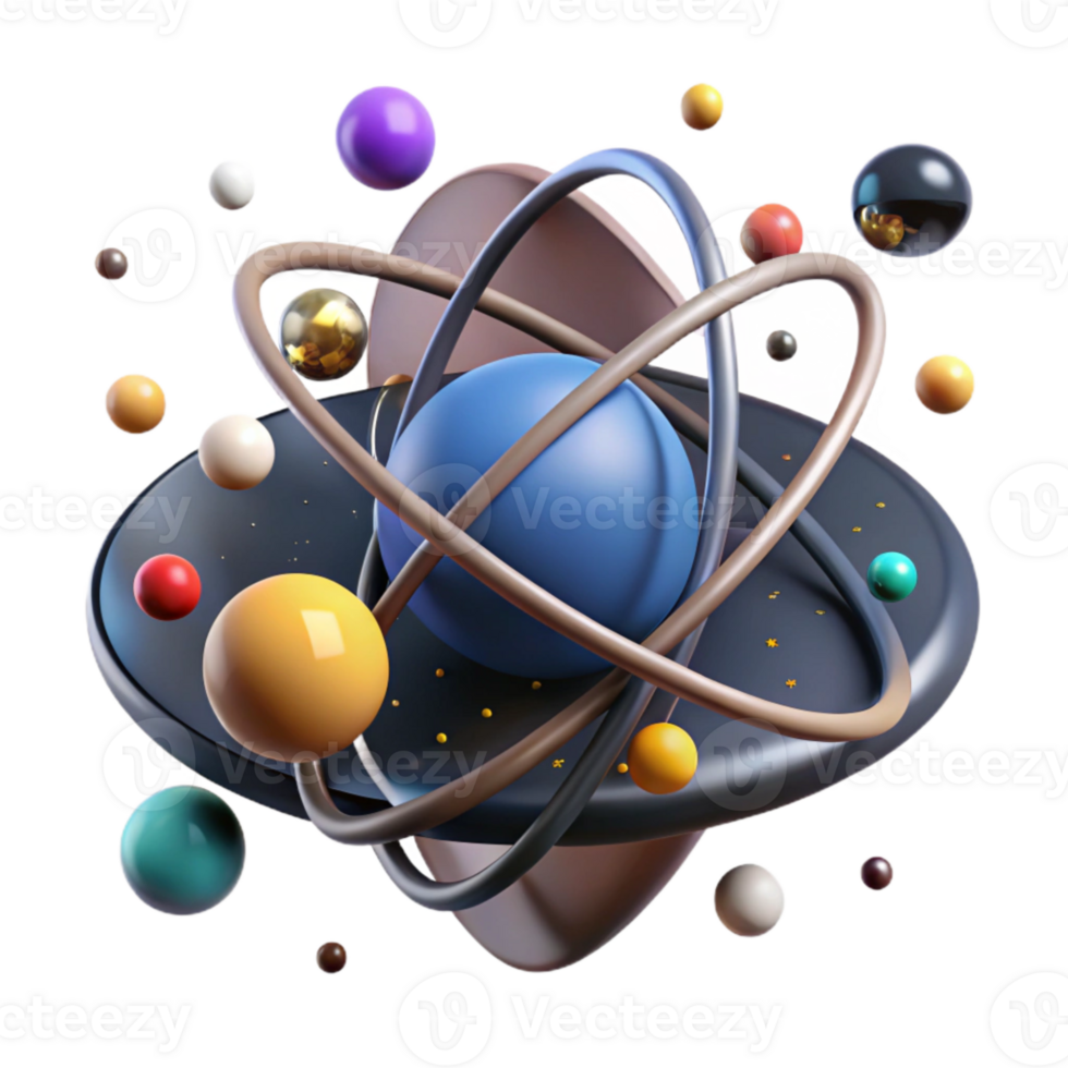 elegant artistic Atom Model with Orbiting Electrons Transparent genuine png
