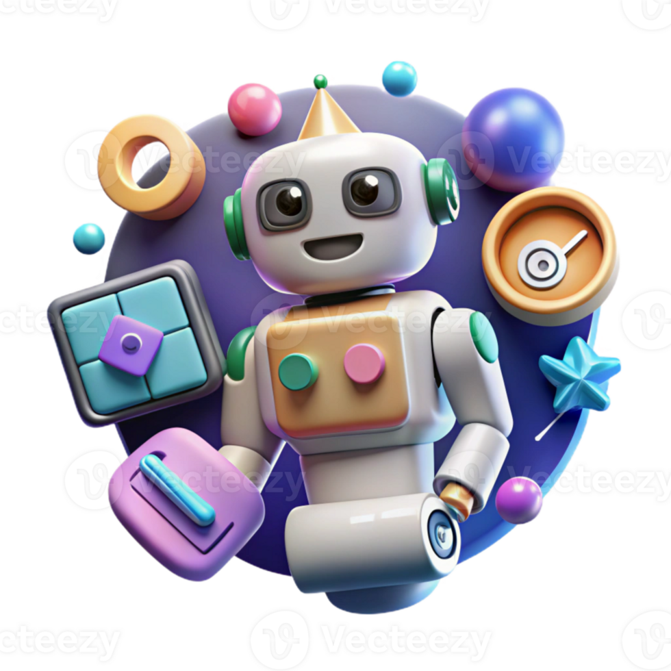 beautiful abstract Social Media Marketing Automation Icon Transparent Robot premium png
