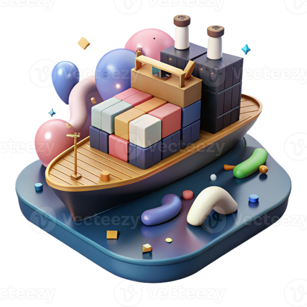 wonderful artistic Cargo Ship at Dock Isolated premium png
