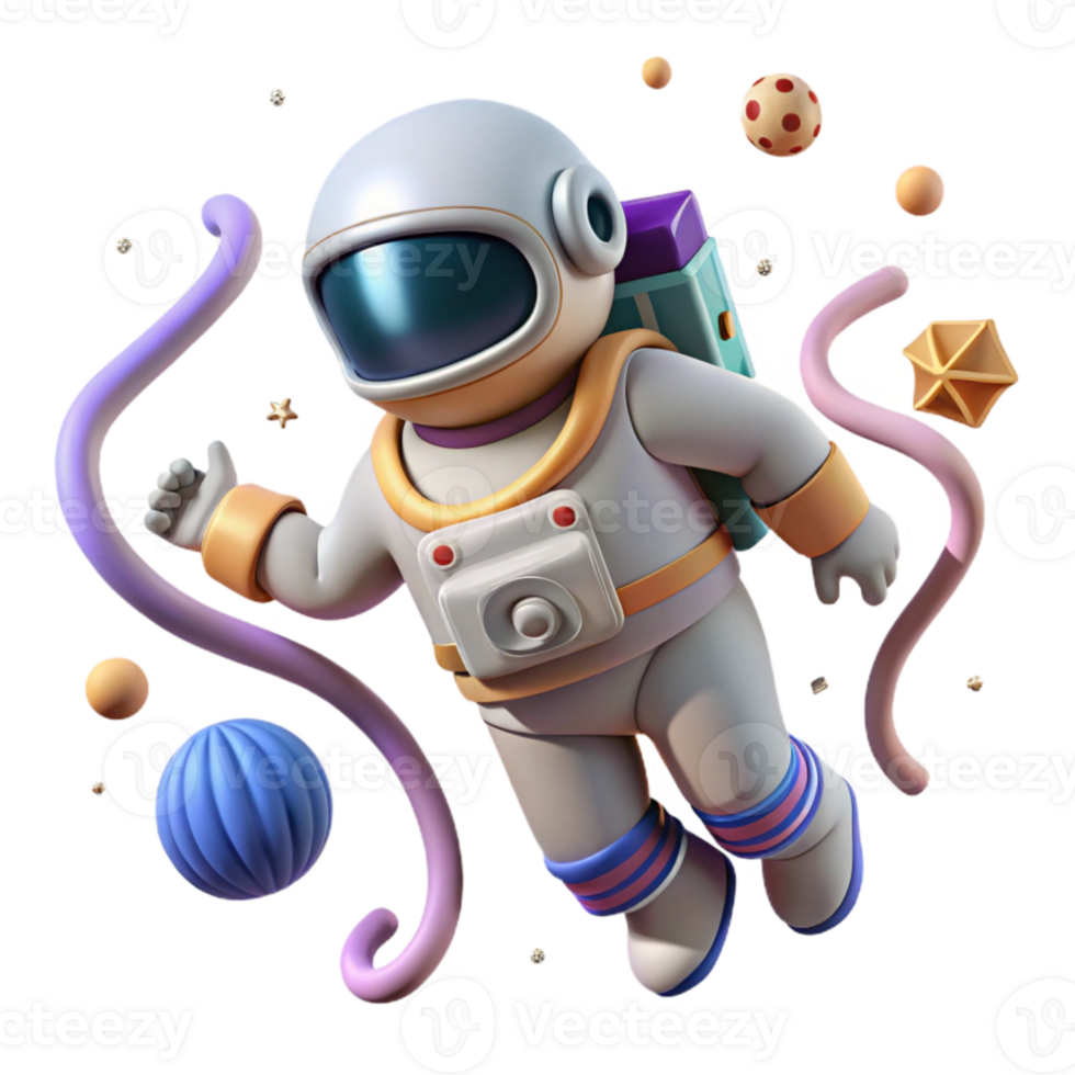 vibrant minimalist Spacewalk Tether Line Floating Isolated premium png