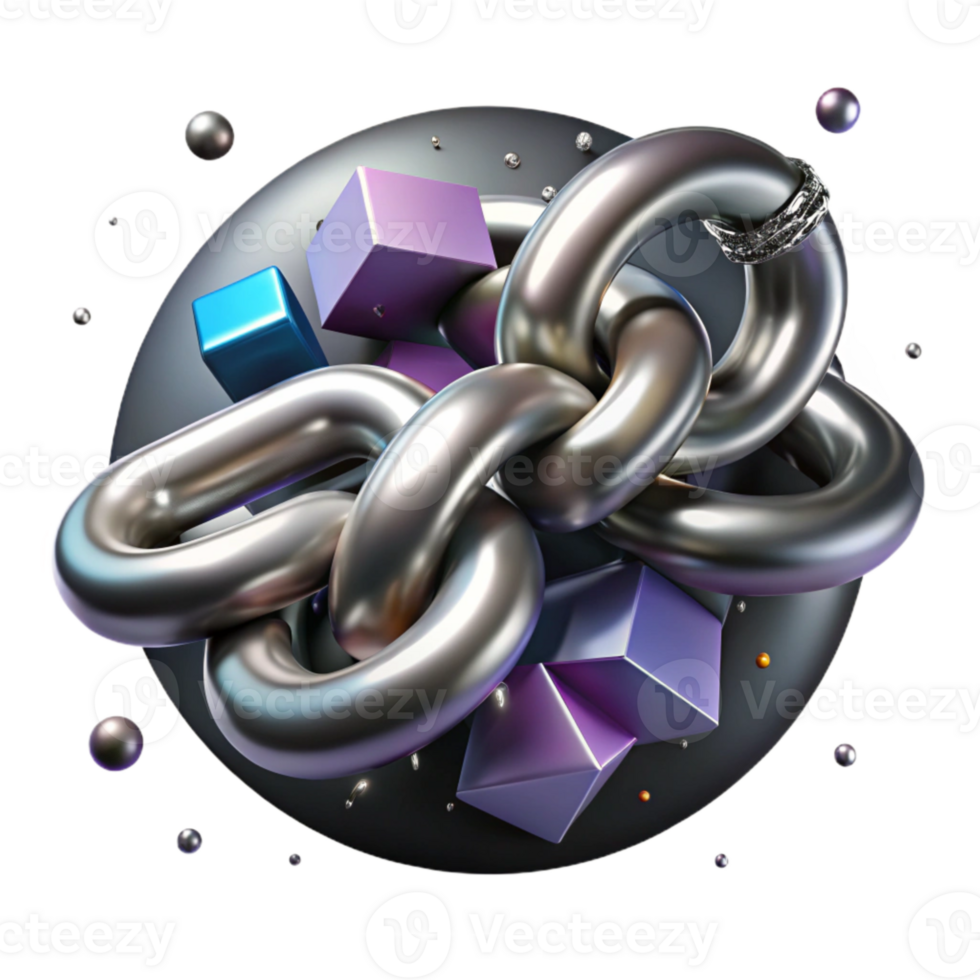 magnificent abstract Broken Chains Symbol Cutout with Realistic Metal Texture authentic png