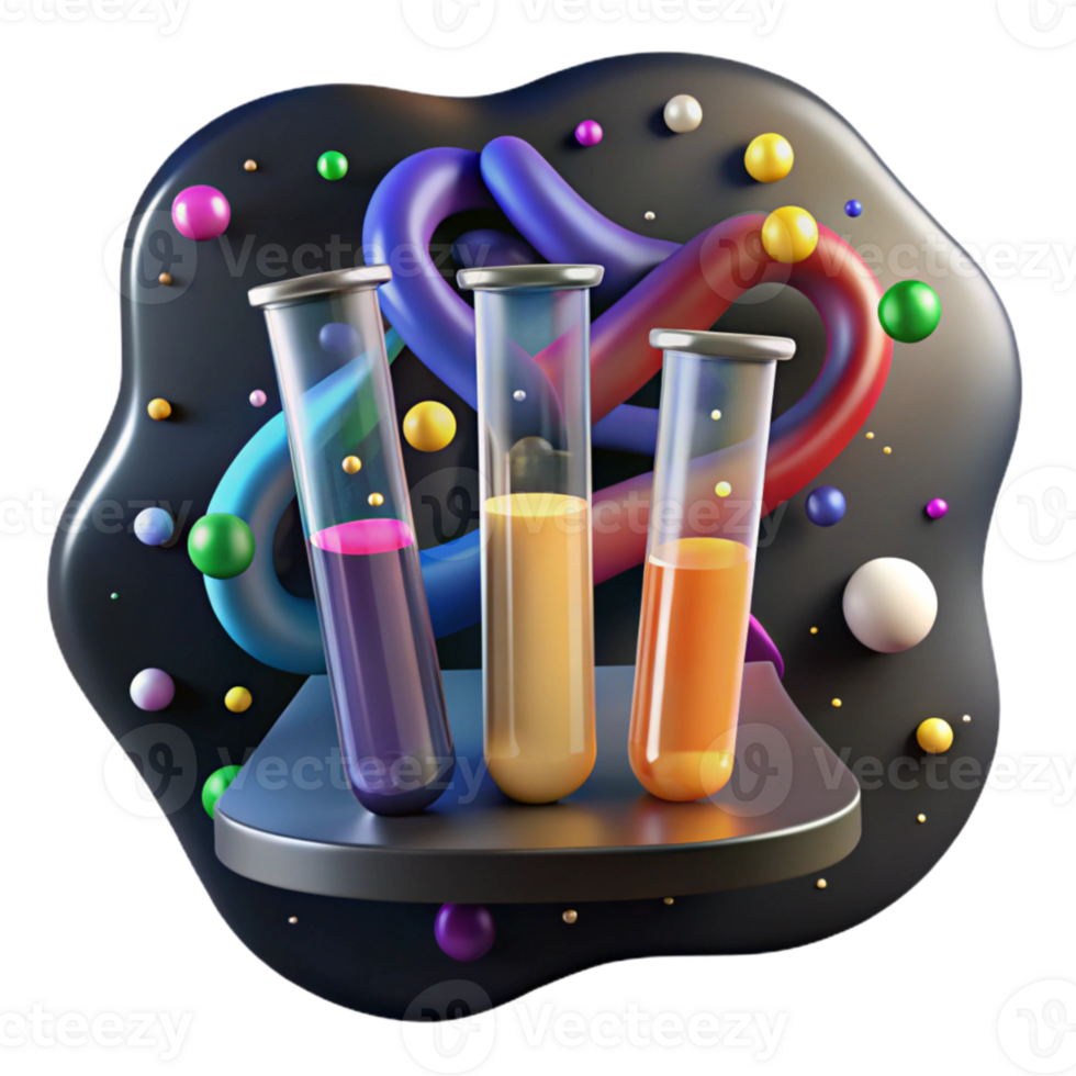 wonderful vintage Test Tubes with Colorful Liquids Transparent Background premium png