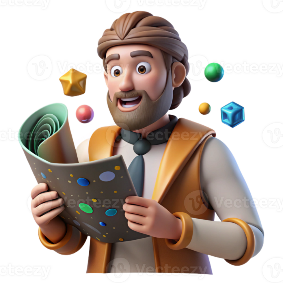 dramatic contemporary Researcher Deciphering Ancient Script Cutout Focused Gaze exclusive png