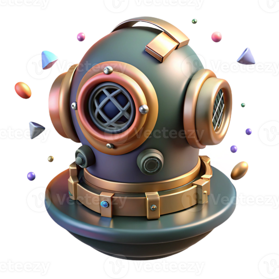 elegant classic Deep Sea Diver Helmet Front View Isolated high quality png