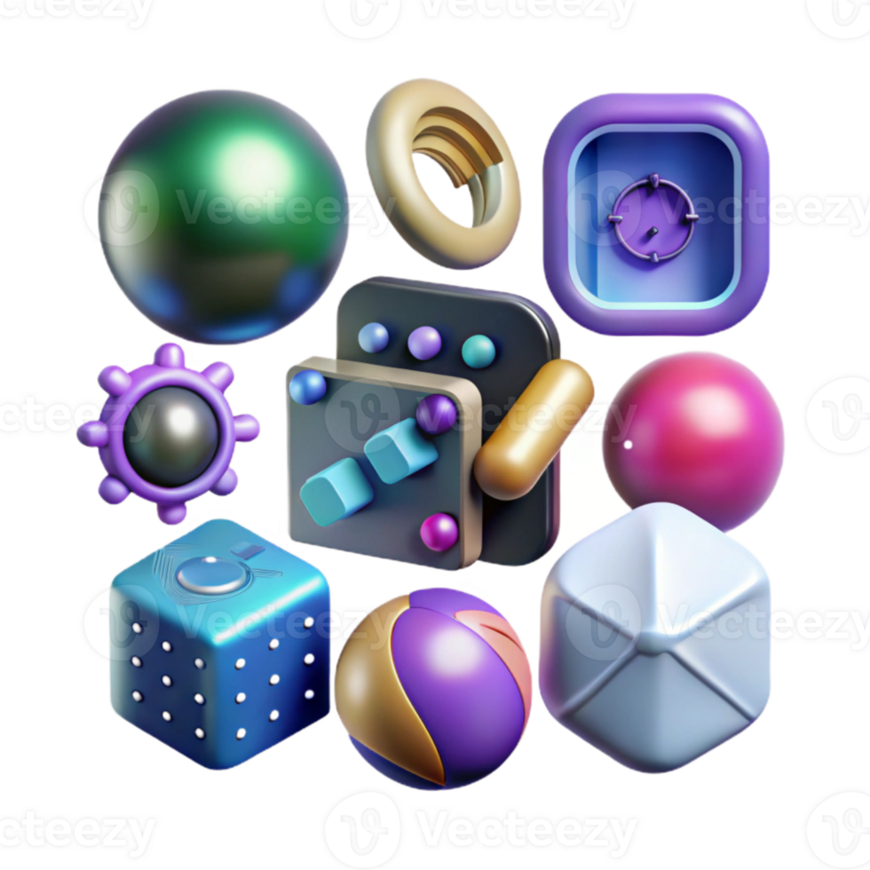 magnificent abstract Artificial Intelligence Icon Set with Gradient Colors Transparent high quality png