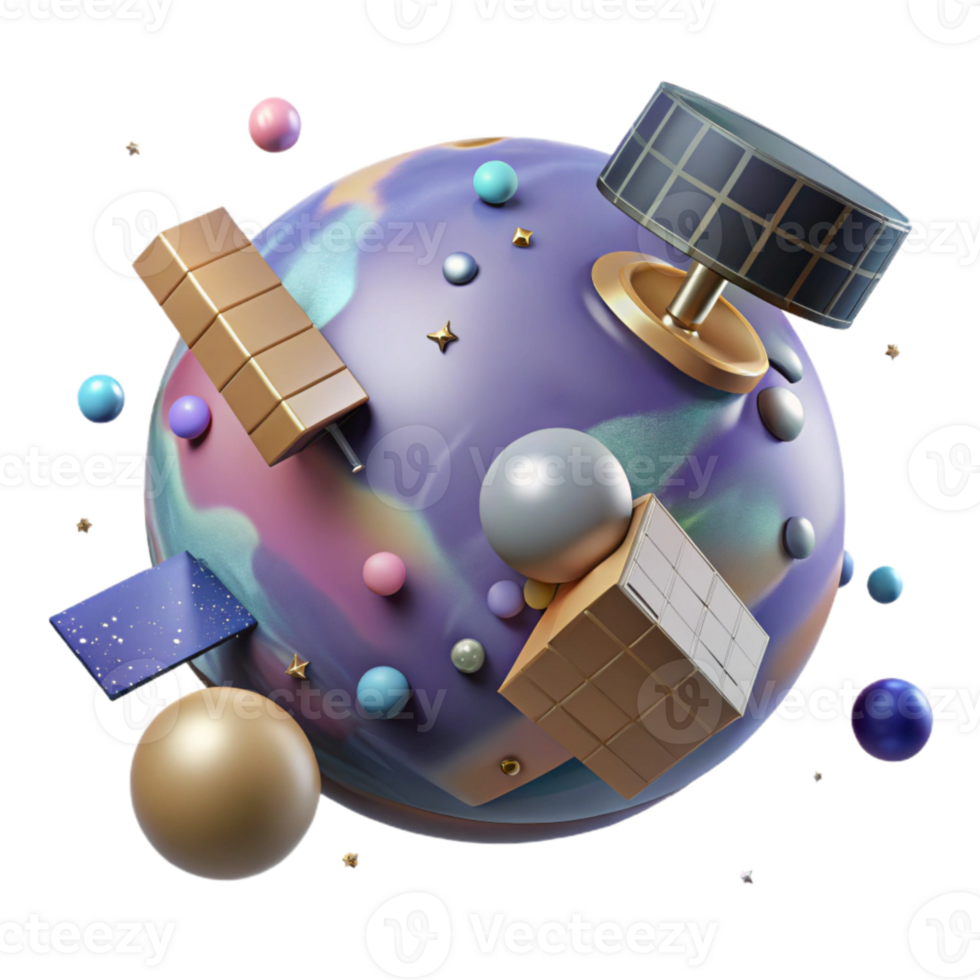 extraordinary creative Satellite Orbiting Planet Generic Transparent Background premium png